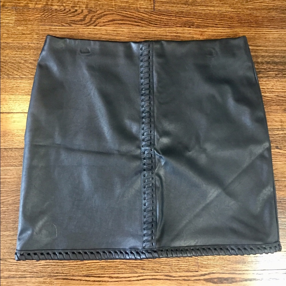 Macy’s INC Mini Faux-Leather Black Skirt